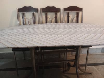  Solid Glass Dining Table with 6 Chairs – Excellent Condition