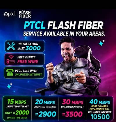 PTCL Flash Fiber Internet – Free Router & Free Wiring