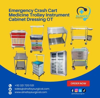 Emergency Crash Cart Medicine Trolley Instrument Cabinet Dressing OT
