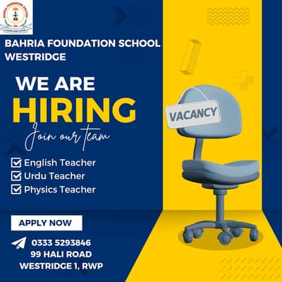 Teachers Required – English, Urdu & Physics