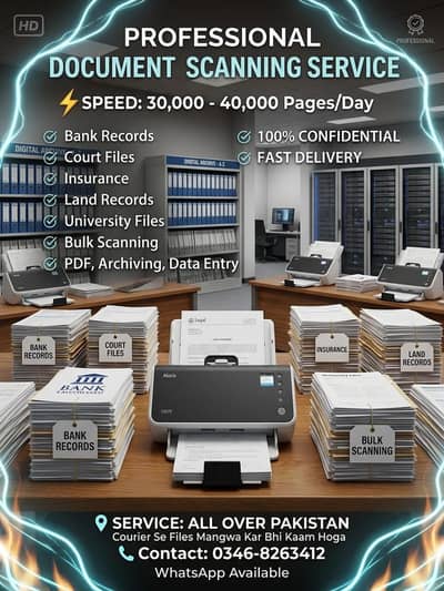 professional documents scanning service | 30000 page's daliy all . pk
