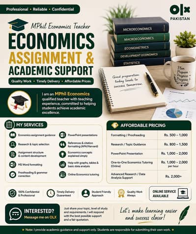 Economics guidence,assist in research
