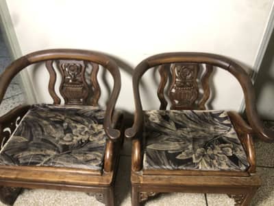 5 Seater Wood Sofa Sheesham Wood with cushions +3 tables without glass