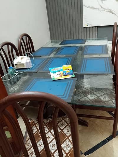 six seater wooden dining table set