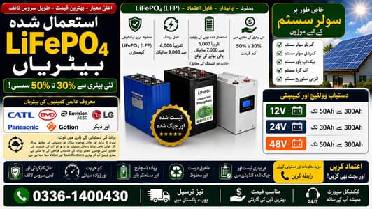Used Lithium Ion (LiFePO4) Batteries 12V 24V 48V | 50Ah–300Ah | Solar