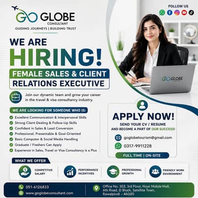 Female Sales & Client Relations Executive – Morning Shift