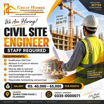 Civil Site Engineer Required – DAE Civil | 3-4 Years Experience | Jobs
