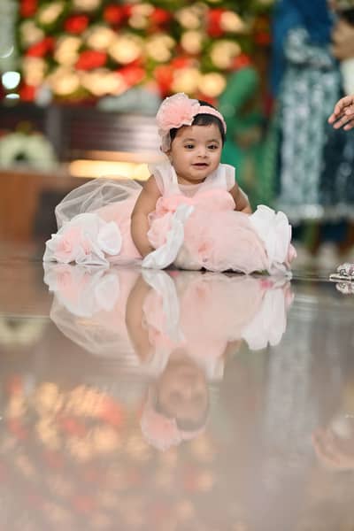 Baby girl powder pink colour fairy frok new only one time wear