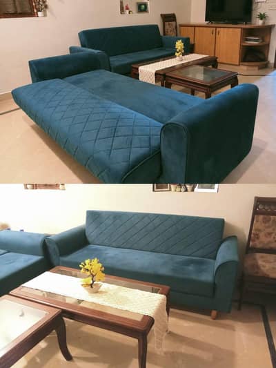 Sofa Cum Bed Teal Color