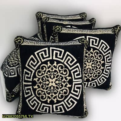 Black Velvet Greek key Cushion Covers Set of 5