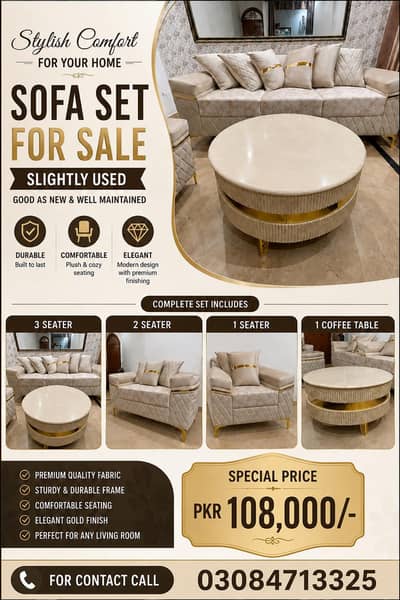 Luxury Sofa Set for Sale - Slightly Used