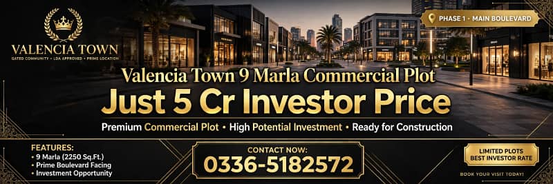 Valencia Town 9 Marla Commercial Plot at investor Price
