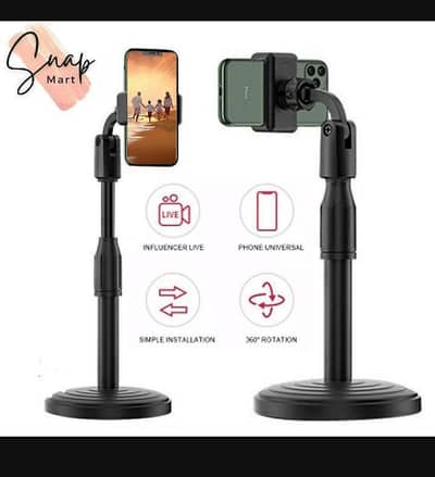 Portable Tripod Stand For Smartphones 360° Rotating Black Plastic