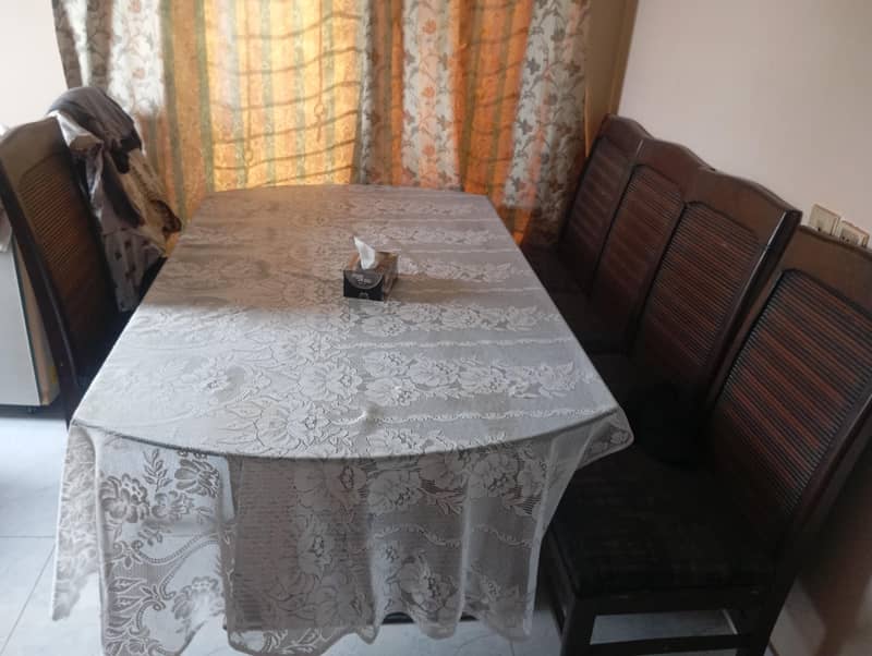 dining table plus six chairs, dressing table, 2