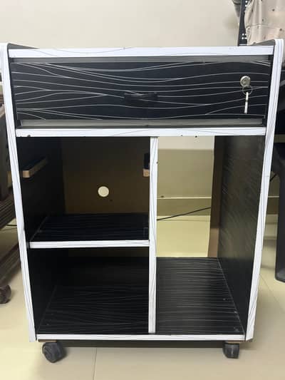 Black & White Office/Storage Trolley – Wheels + Lock