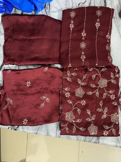 Shamos silk with shafoon dubata 3 piece 2 colors available