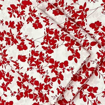 Beautiful 2pc polo cotton red floral suit for woman