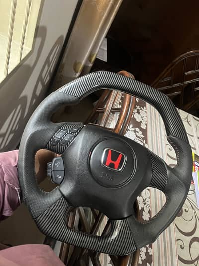 Carbon fiber d shape steering for civic and accord