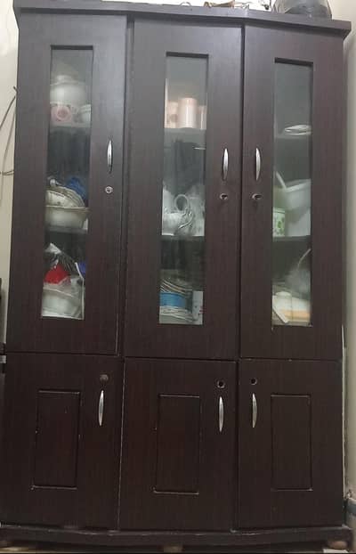 Premium Wooden Crockery Cabinet / Kitchen Display Cabinet