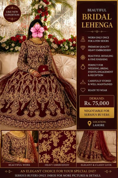 Luxury Bridal Lehenga | Heavy Golden Embroidery | Worn Once | Like New