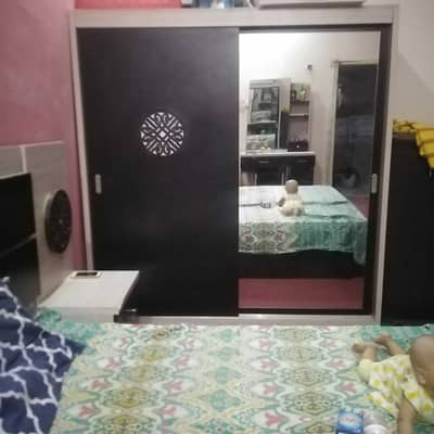 Bed + Mattress + Glass Front Cupboard + 2 Side Tables – For Sale