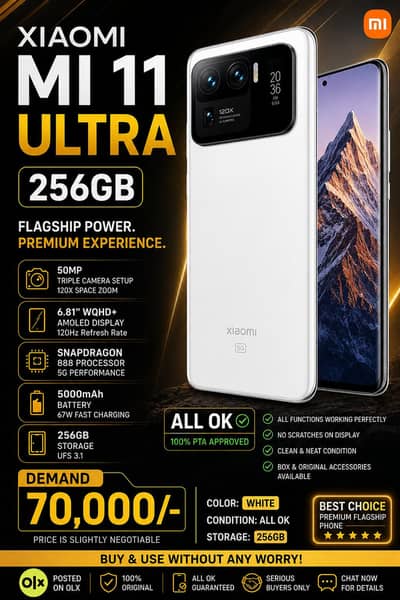 XIAOMI MI 11 ULTRA OFFICIAL PTA APPROVED DUAL SIM