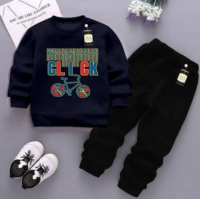 Boy Fleece Printed Tracksuit Blue 1-12 Years