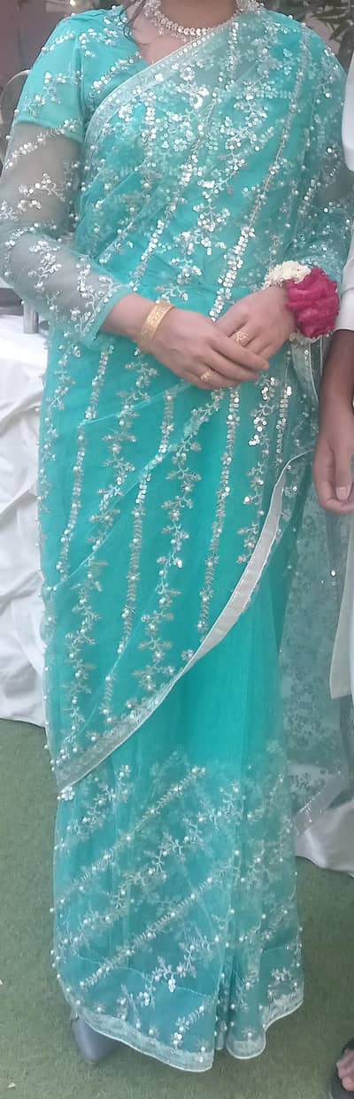 pearl net saree