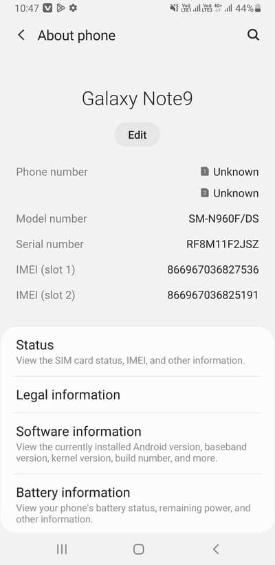 Samsung Mobile Note 9 6gb 128gb