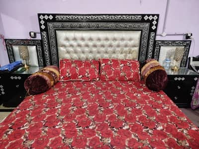 king size bed with two side tables and one dressing table is for sale