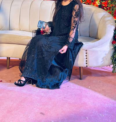 Net Embroidered Shirt with chunriii plazooo and net duppata