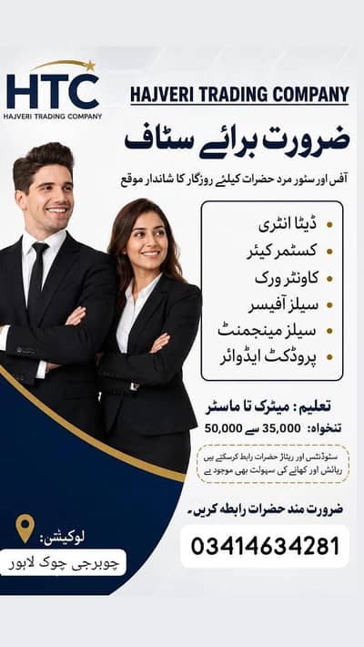 HIRING MALE AND FEMALE STAFF FOR OFFICE WORK AVAILABLE