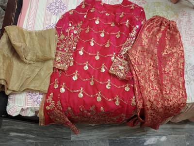 3 piece bright pink ready to wear party wear