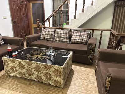 Brown color beautiful sofa set with table