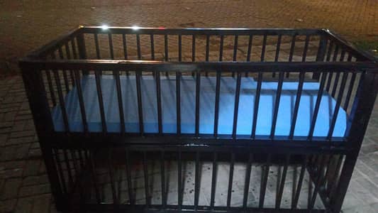 Sturdy Iron Baby Cot / Crib with Mattress in Good Condition