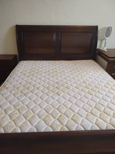 Premium Double Bed with 2 Side Tables & Master Celeste Spring Mattress