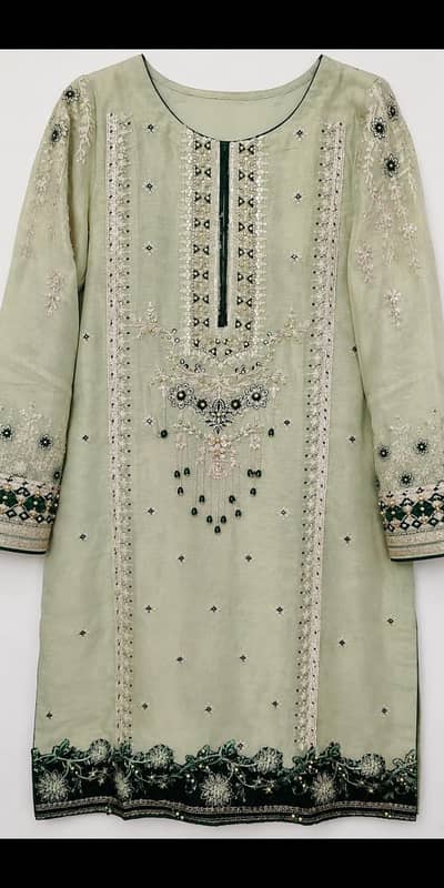 Beautiful Sage green embroidered 3 piece suit