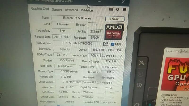 RX 580 8gb 256bit graphics card best condition GTX 4