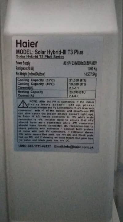 Sollar hibrid t3 1.5ton haier