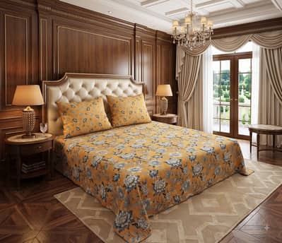 Pure Cotton King Size Double Bed Sheet with 2 Pillow Covers