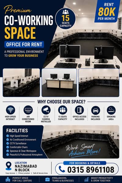 Co working space Air condition room 15 seats