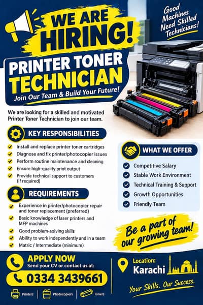Printer Toner Technian need