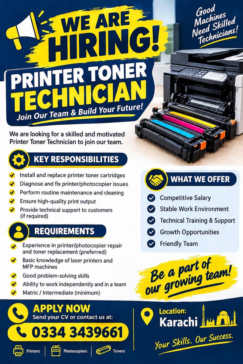 Printer Toner Technian need 0