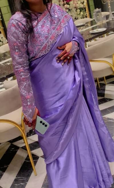 lavender silk saree