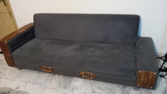 3 Seater Sofa Cum Bed | Good Condition | Wooden Design