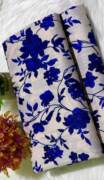 Blue floral cotton tablecloth set
