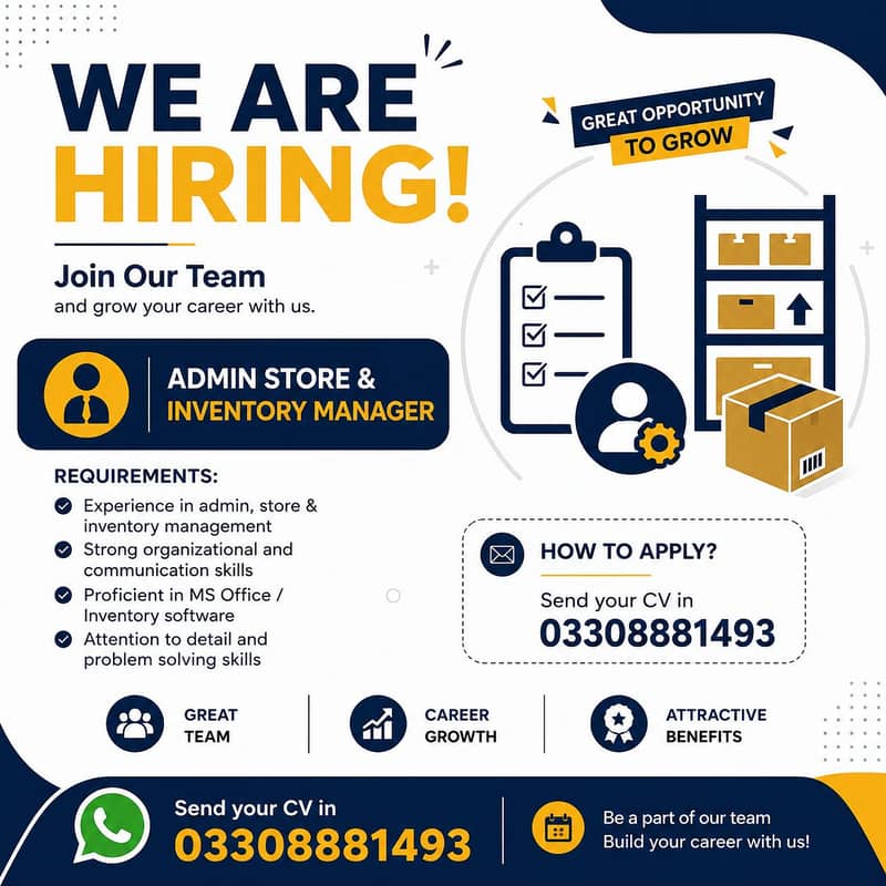 Admin & Store/Inventory Management Position: Admin & Sto 0