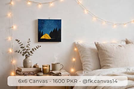 Tent night view authentic painting
