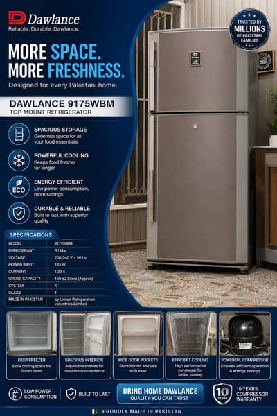Dawlance 9175 WBM Refrigerator - Urgent Sale