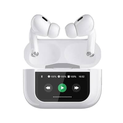 AirPods Touch L. C. D A9 White Bluetooth Earbuds Heavy SoundScreen